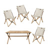 Salon de camping Wild Land pliant 1 table et 4 chaises en bambou et coton