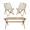 Chaise de camping ou d'appoint pliante Wild Land en coton et bambou assortie à table de camping