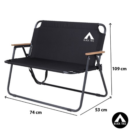 banc de camping pliante aluminium et bois Black Tree dimensions