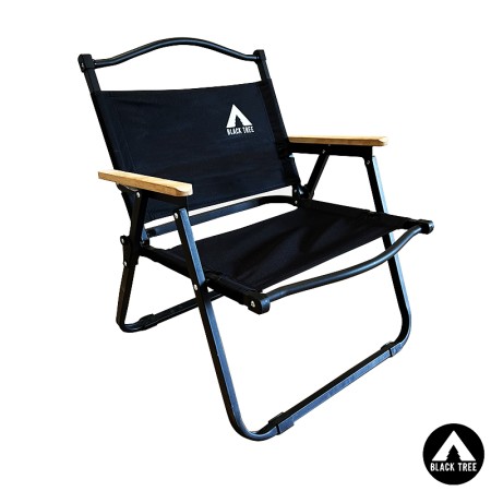 chaise de camping pliante aluminium et bois Black Tree avec accoudoir