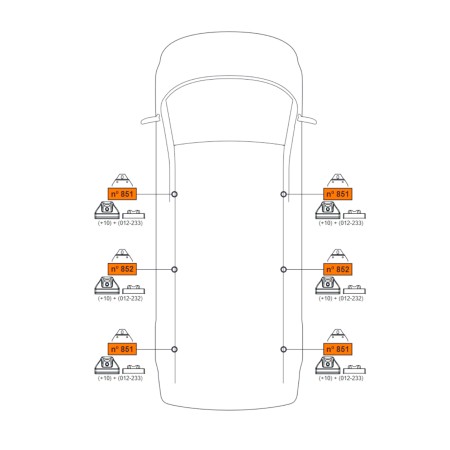 3 barres de toit Cruz Cargo Xpro 150 kg pour Citroën Jumpy schéma de fixation