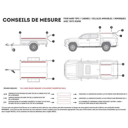 Front Runner kit de galerie pour remorque caravane et hard top KRCA006T conseils de mesure