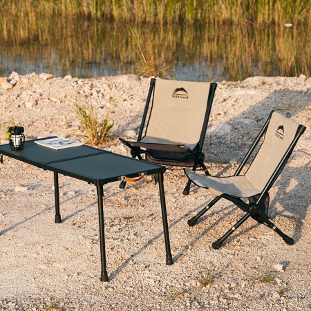 Wild Land MTS-X chaise de camping basse, pliante, en aluminium et coton, paire avec table